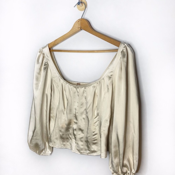 Free People Tops - Free People White Satin Blouse